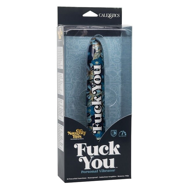 Вібратор з написом Fuck You CalExotics, синій, 16.5 х 3.2 см - Изображение 1