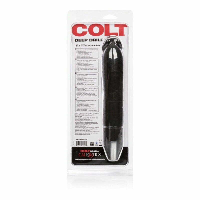 Реалістичний багатошвидкісний вібратор COLT Deep Drill для простати та точки G, чорний, 20.3 см х 4.4 см - Зображення 3