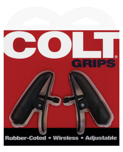 Затискачі на соски з вібрацією COLT Grips, чорні, 6 см x 4 см - Зображення 2