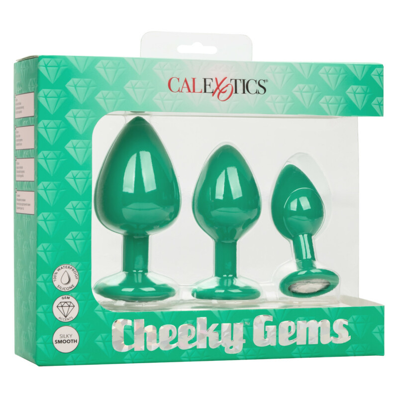 Набір анальних пробок Cheeky Gems 3 розміру, зелені - Изображение 2