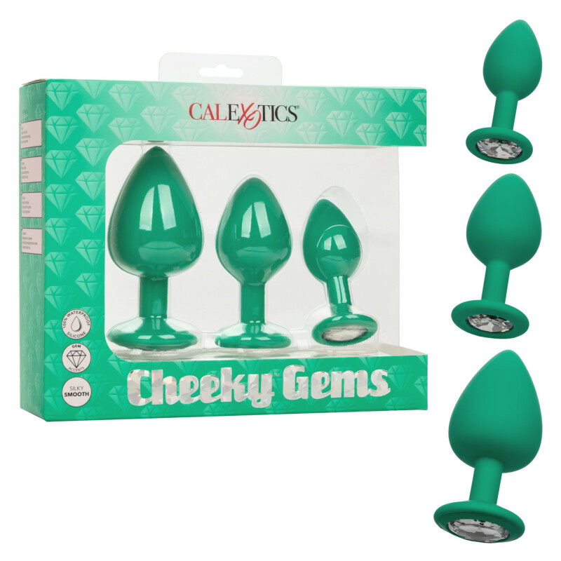 Набір анальних пробок Cheeky Gems 3 розміру, зелені