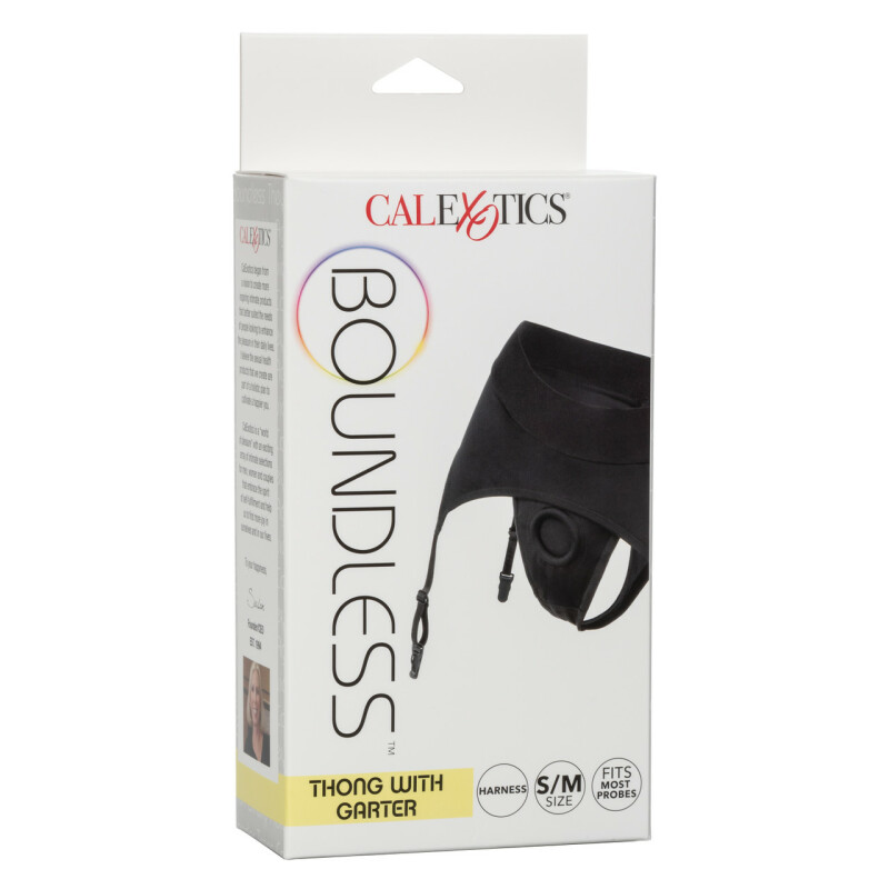 Трусики для страпону з пажами для панчіх, S/M, California Exotic Novelties чорні - Зображення 1