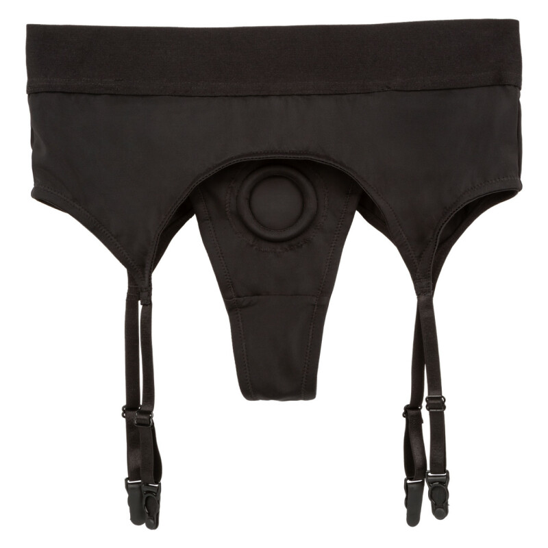 Трусики для страпону з пажами для панчіх, S/M, California Exotic Novelties чорні - Зображення 3