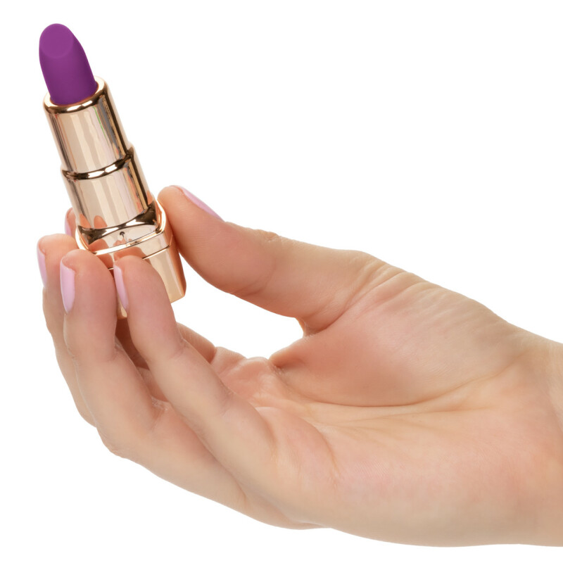 Вібратор у вигляді помади Bad Bitch Lipstick Vibrator, золотий корпус з фіолетовою помадою, 7.5 х 1.25 см - Зображення 7
