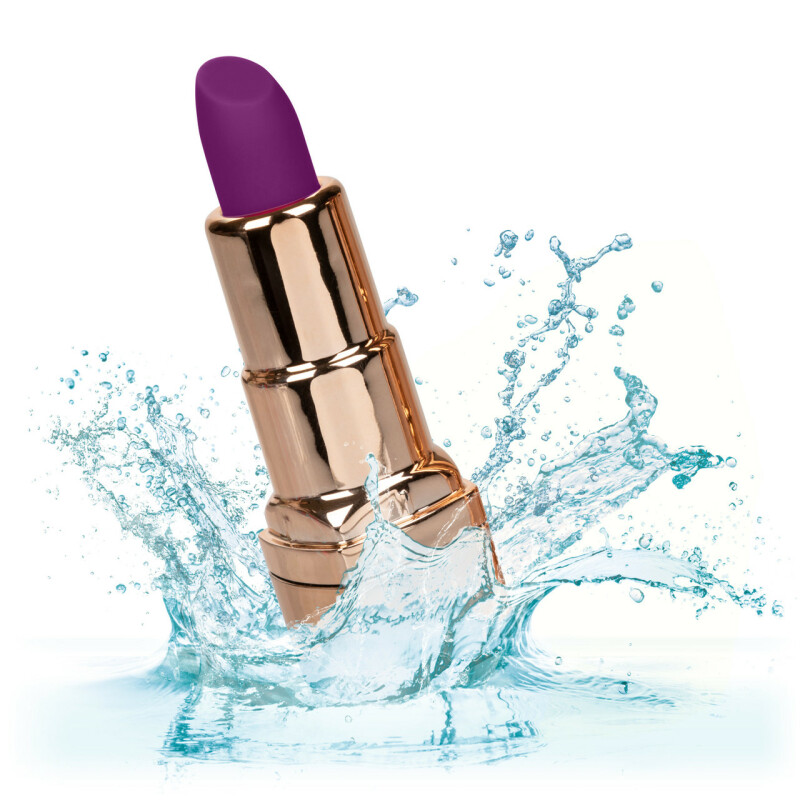 Вібратор у вигляді помади Bad Bitch Lipstick Vibrator, золотий корпус з фіолетовою помадою, 7.5 х 1.25 см - Зображення 8