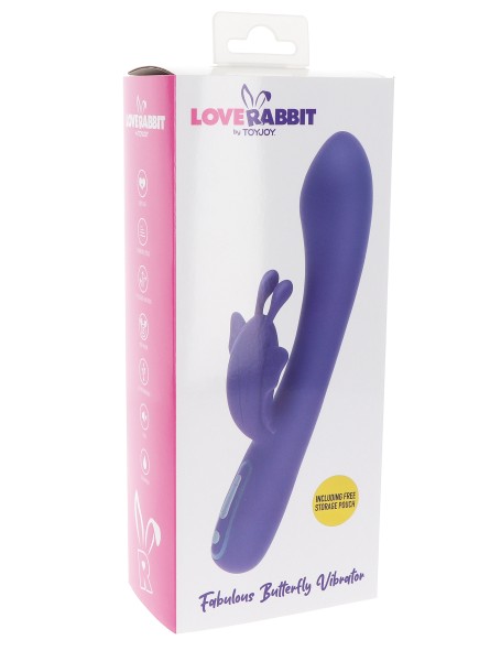Вібратор-кролик з метеликом Toy Joy, фіолетовий, 21.5 х 3.8 см - Изображение 1