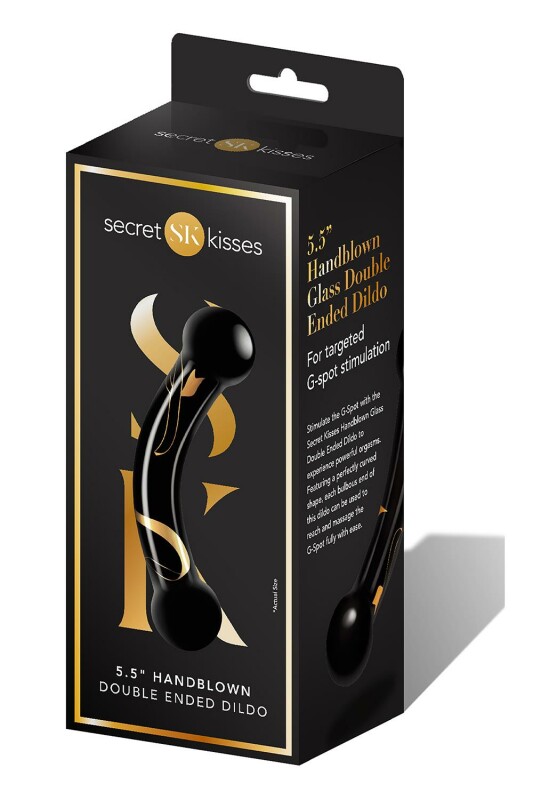 Скляний двосторонній фалоімітатор SECRET KISSES, 13.9 х 3 см - Зображення 1