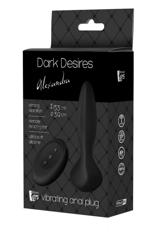 Анальна пробка з вібрацією, з дистанційним пультом Dream Toys ребриста, чорна, 13.3 х 3.9 см - Зображення 1