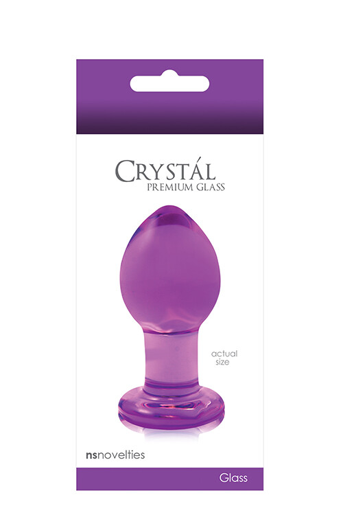 Скляна пробка, 3.8 см х 7.8 см, NS Novelties Crystal Glass розмір М, фіолетова - Изображение 1