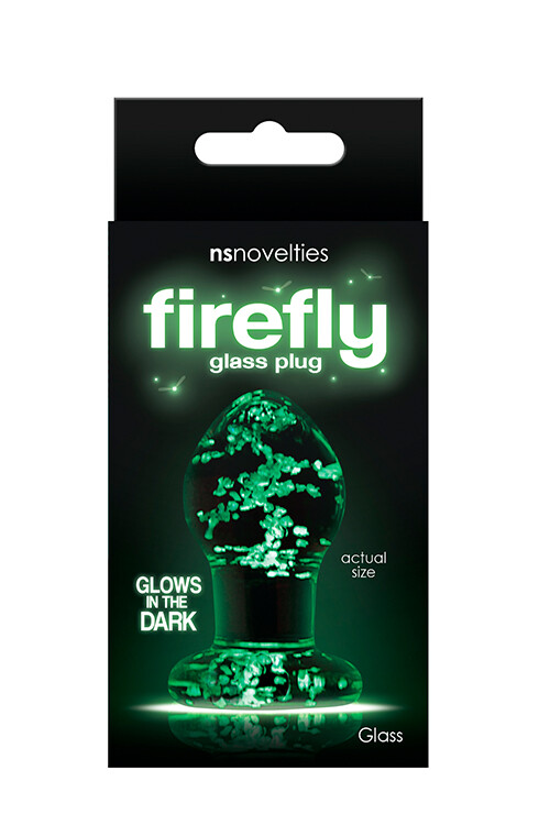 Анальна пробка скляна NS Novelties, що світиться FIREFLY GLASS PLUG SMALL CLEAR