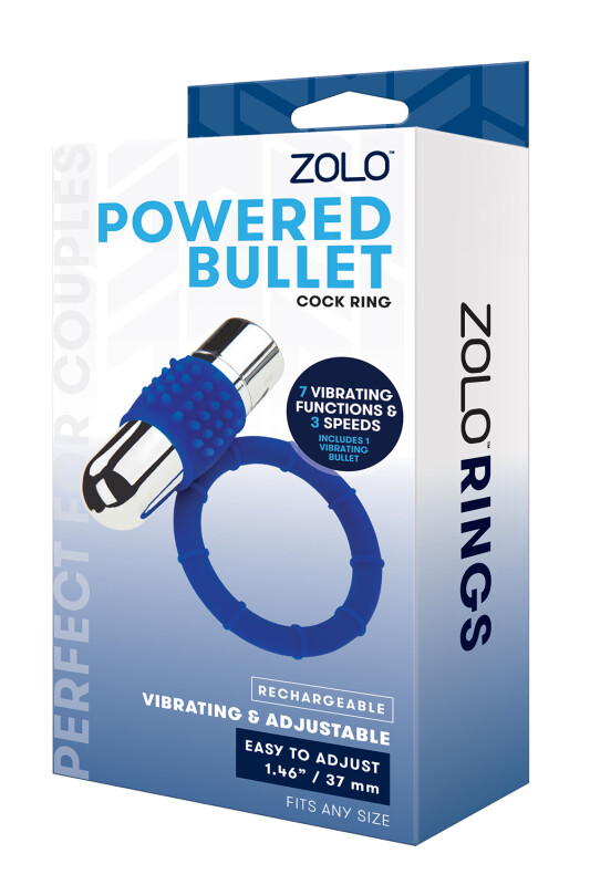 Ерекційне кільце з вібрацією Zolo Rechargeable Vibrating Cock Ring, синє - Зображення 2