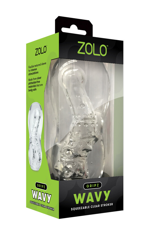 Мастурбатор нереалістичний прозорий Zolo Gripz Wavy - Зображення 2