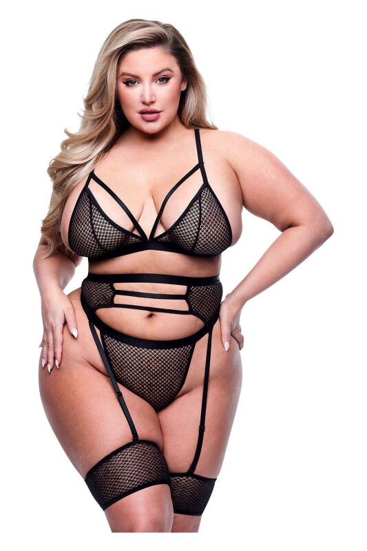 Сексуальний комплект білизни Queen Size Baci, напівпрозорий, чорний