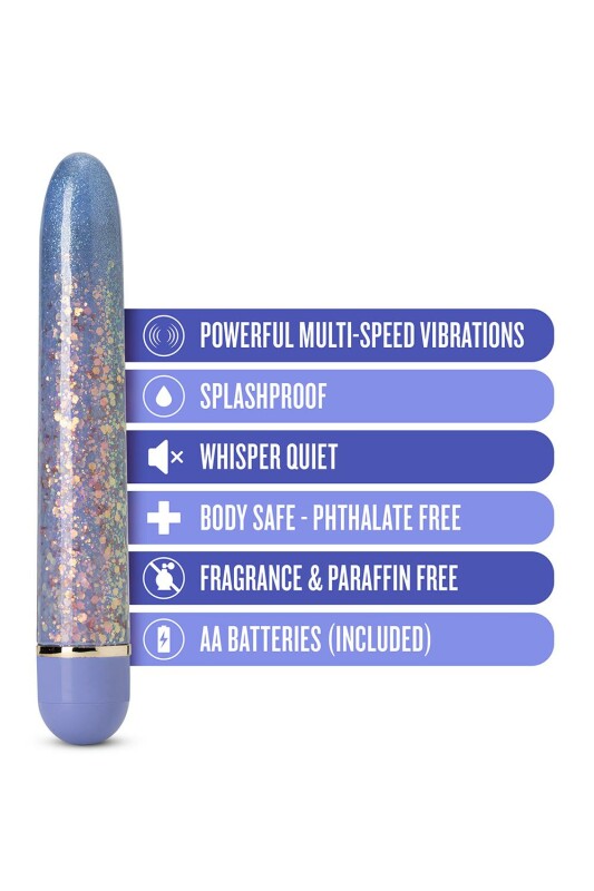 Вібратор з блискітками Blush Etherial Periwinkle, фіолетовий, 17.7 х 2.5 см - Изображение 5