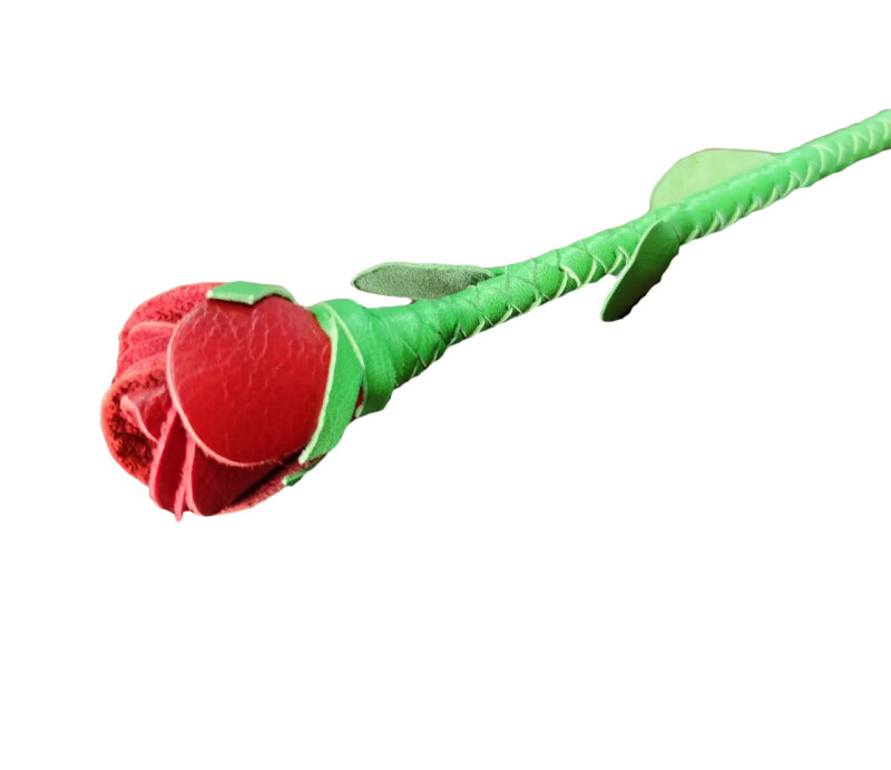 Стек троянда шкіряний Kid Grain Leather Rose Crop With Calf Leather Rose - Зображення 1