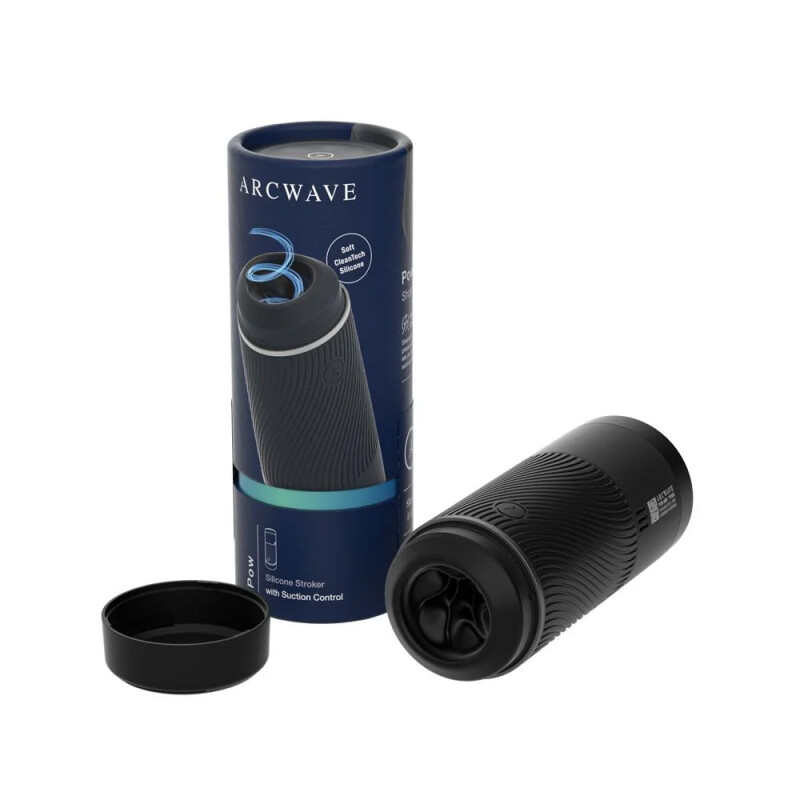 Мастурбатор хай-тек у колбі Arcwave Pow Stroker Black, рельєфний, 18 х 7 см