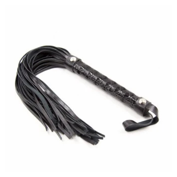 Флогер з рельєфною рукояттю Fetish Flogger black metal чорний, 39 см - Зображення 1