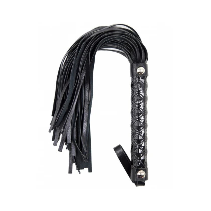 Флогер з рельєфною рукояттю Fetish Flogger black metal чорний, 39 см
