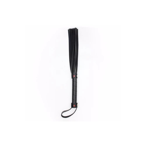 Батіг із заклепками-сердечками Fetish Flogger black with red heart чорний, 40 см - Зображення 1