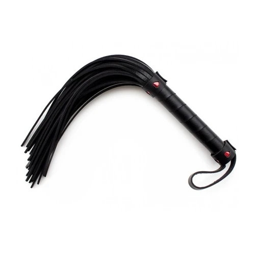 Батіг із заклепками-сердечками Fetish Flogger black with red heart чорний, 40 см
