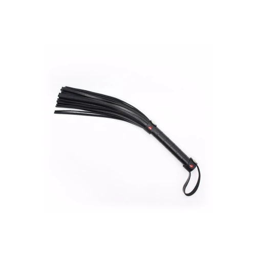 Батіг із заклепками-сердечками Fetish Flogger black with red heart чорний, 40 см - Зображення 2
