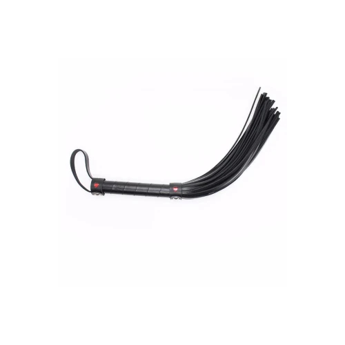 Батіг із заклепками-сердечками Fetish Flogger black with red heart чорний, 40 см - Зображення 3
