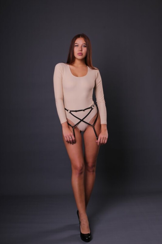 Пояс для панчох One Size S4, натуральна шкіра, чорний - Зображення 7