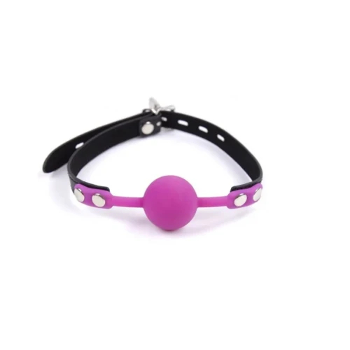 Кляп силіконовий із замком Silicone Ball Gag із замком, фіолетовий, 4 см
