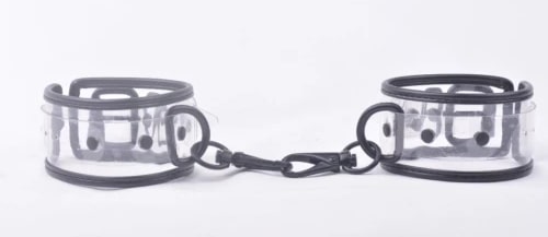 Наручники із чорними елементами Fetish Wrist restraints transparent прозорі - Зображення 1