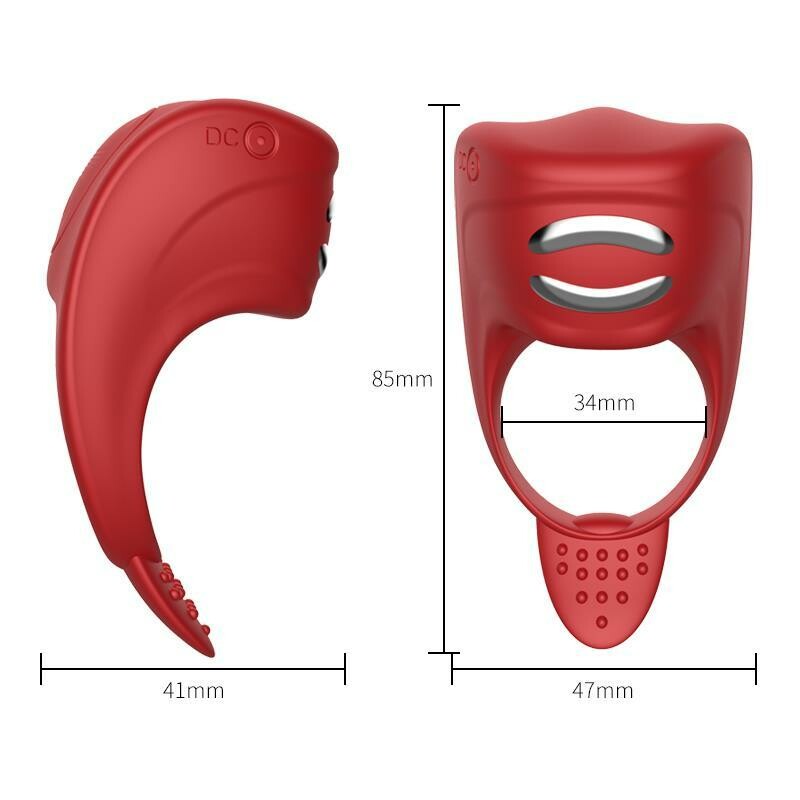 Ерекційне кільце з електростимуляцією Foxshow Silicone Ring, червоне - Зображення 8