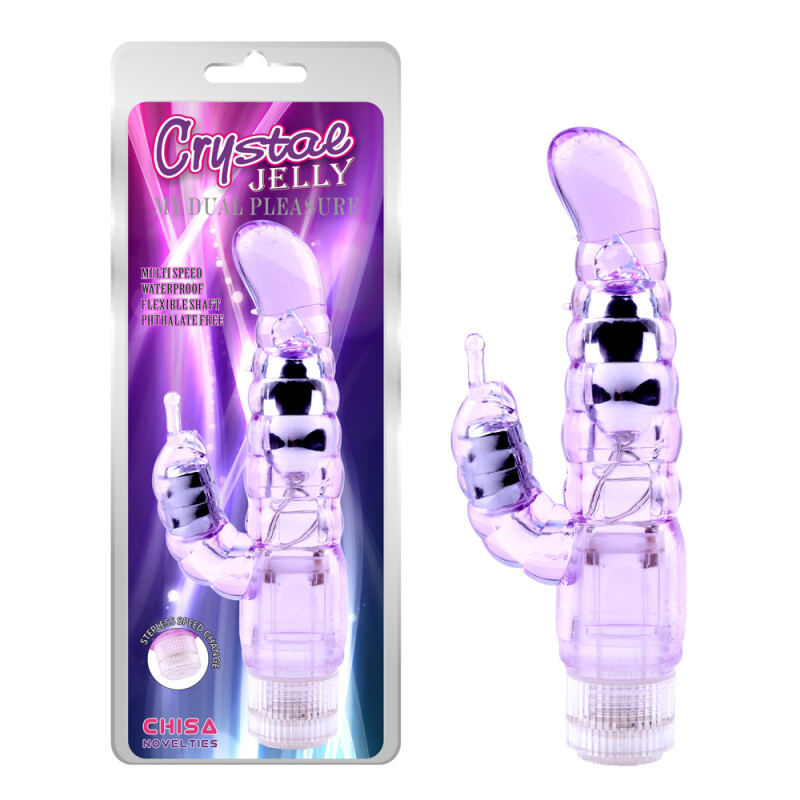 Вібратор-кролик Chisa Crystal Jellie Pleaser, фіолетовий, 21 см х 3.7 см
