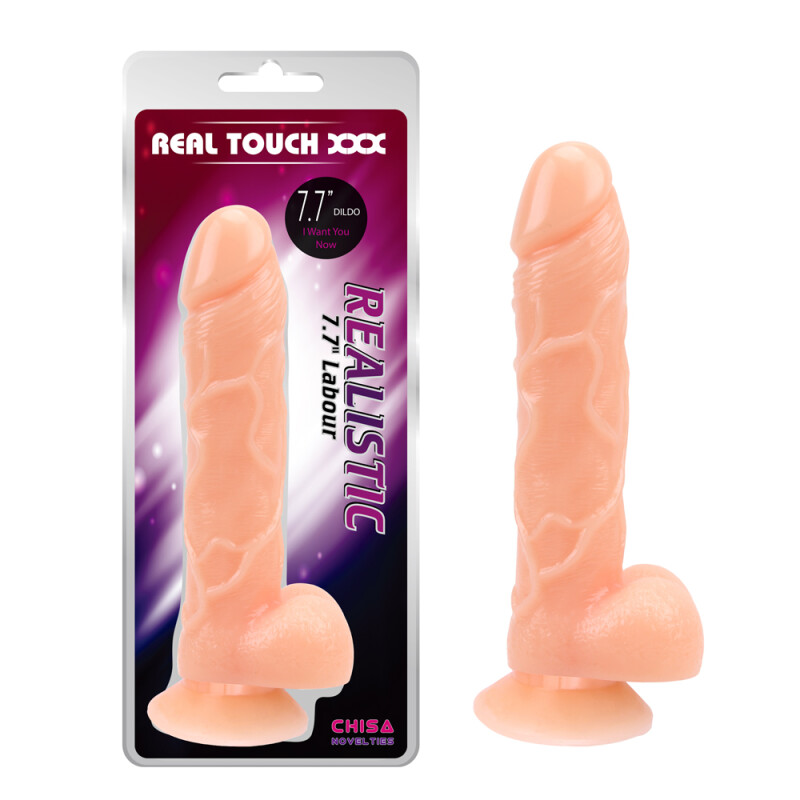 Фалоімітатор реалістичний з мошонкою Chisa Real Touch XXX, бежевий, 20 х 3.7 см