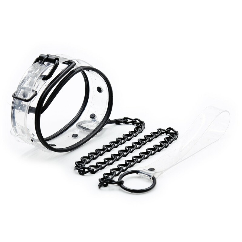Нашийник з повідцем Fetish Collar, прозорий
