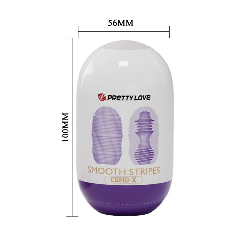 Мінімастурбатор Pretty Love Smooth Stripes Cupid X Egg, фіолетовий, 10 х 5.6 см - Зображення 4