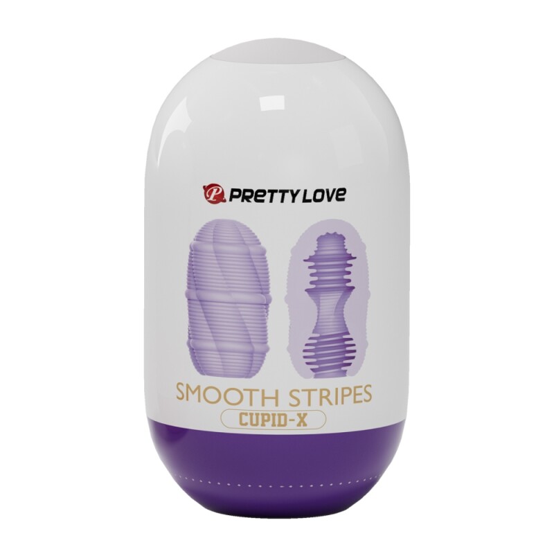 Мінімастурбатор Pretty Love Smooth Stripes Cupid X Egg, фіолетовий, 10 х 5.6 см - Зображення 5