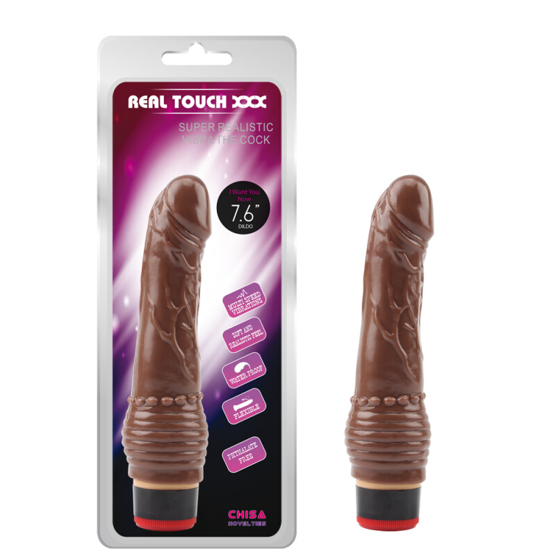 Вібратор Chisa Real Touch реалістичний, коричневий, 19.5 х 3.3 см