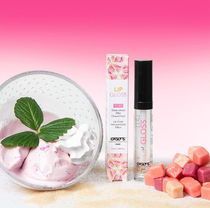 Блиск для оральних пестощів Exsens Hot Kiss Lip Gloss, полуниця, 7.4 мл - Изображение 3