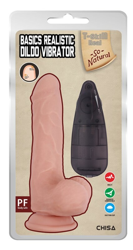 Вібратор реалістичний з пультом Chisa T-skin ReaL, бежевий, 20 х 4.5 см - Изображение 1