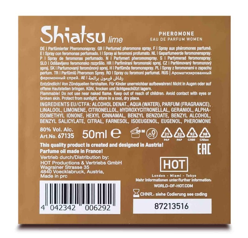 Парфуми з феромонами жіночі HOT Shiatsu Lime, 50 мл - Изображение 6