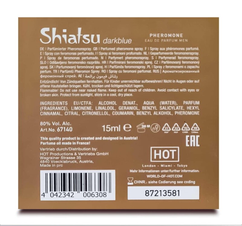 Парфуми чоловічі з феромонами HOT Shiatsu Darkblue, 15 мл - Зображення 5