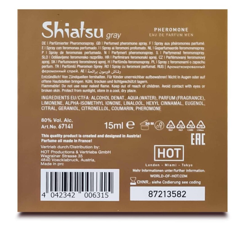 Парфуми чоловічі з феромонами HOT Shiatsu Grey, 15 мл - Изображение 6