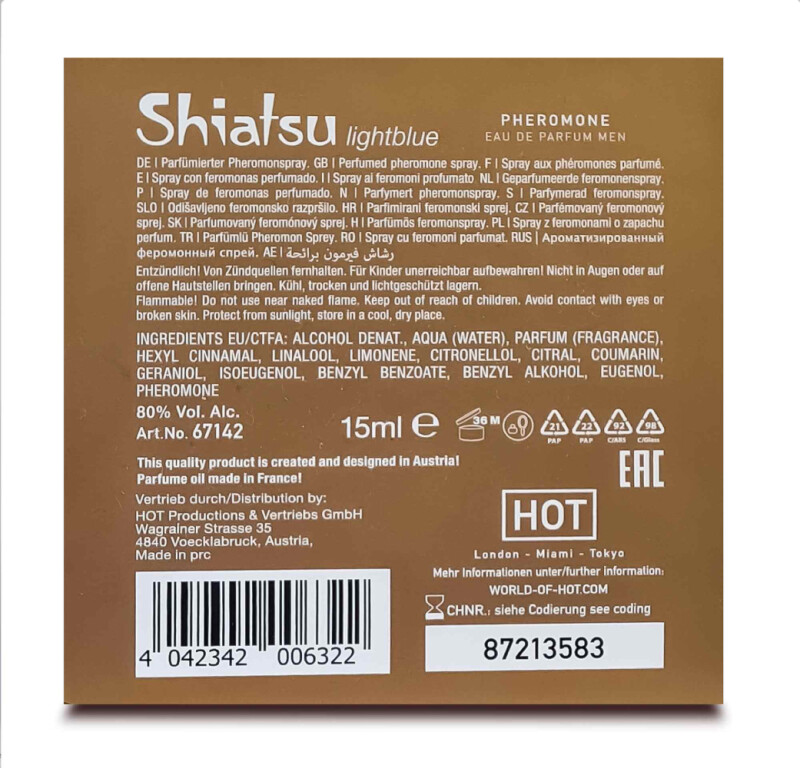 Парфуми чоловічі з феромонами HOT Shiatsu lightblue, 15 мл - Изображение 4