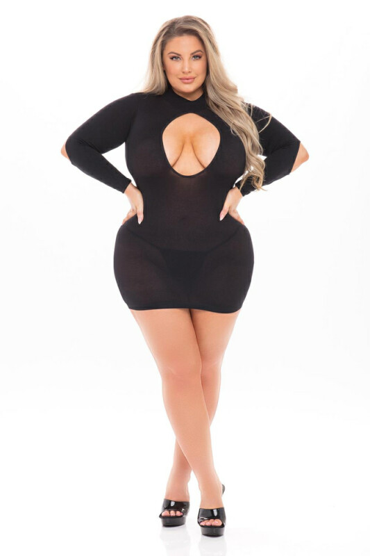 Сексуальна сукня з відкритою спиною Pink Lipstick, Plus Size, з глибоким декольте, чорна