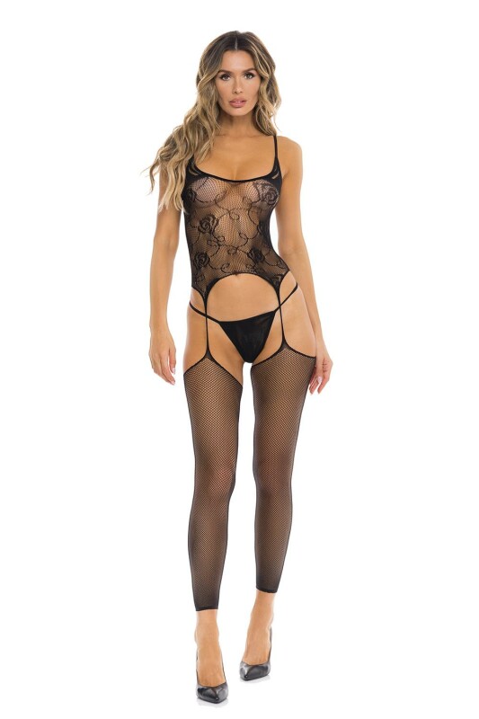 Комбінезон еротичний з трусиками Rene Rofe ALL NIGHT, чорний, One Size