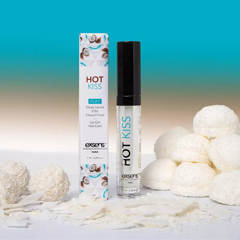 Блиск для оральних пестощів Exsens Hot Kiss Lip Gloss, кокос, 7.4 мл - Зображення 3
