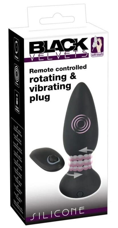Анальна пробка з вібрацією та ротацією, Black Velvets RC Rotating & vi, з дистанційним пультом, чорна, 14 х 4.2 см - Зображення 4
