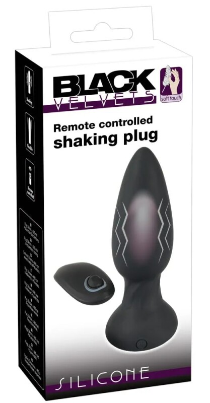 Анальна пробка з пульсацією Black Velvets Shaking Plug з дистанційним пультом, чорна, 14.2 х 4.1 см - Зображення 1