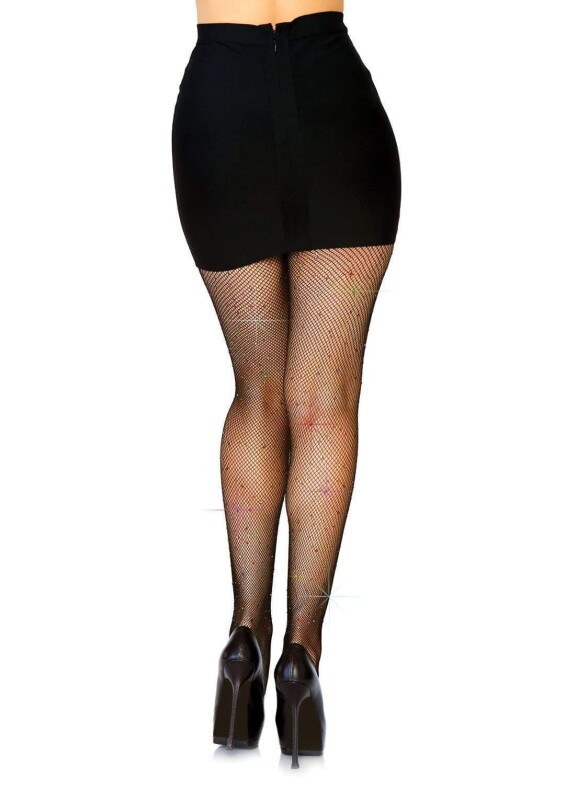 Колготки у сіточку зі стразами One Size Leg Avenue Lou Rhinestone, чорні - Зображення 1