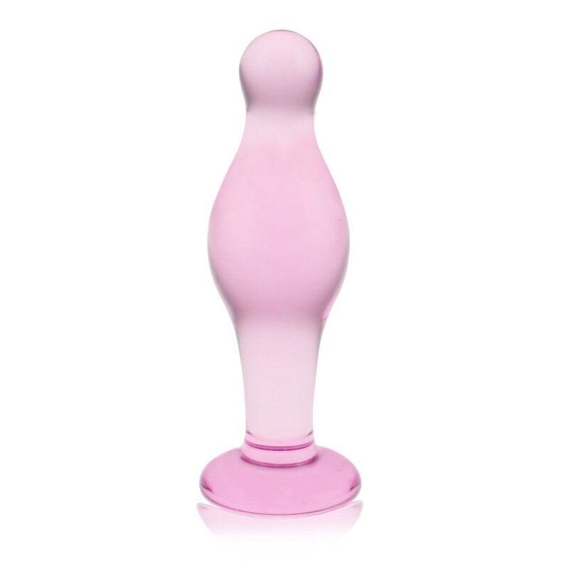 Анальна пробка LoveToy Glass Romance, рожева, 11.4 х 3.3 см