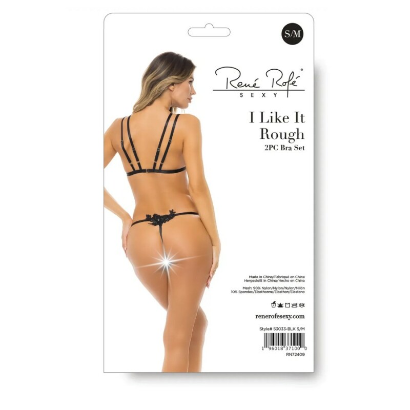 Сексуальний комплект Rene Rofe Like It Rough, S/M, напівпрозорий, з аплікаціями, чорний - Изображение 3